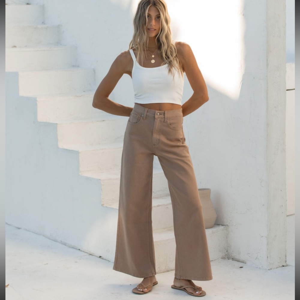 Tan Wide-Leg Pants